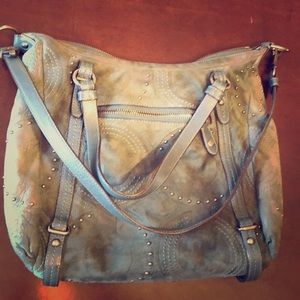 Coach Alexandra Embossed Studded Leather Shoulder